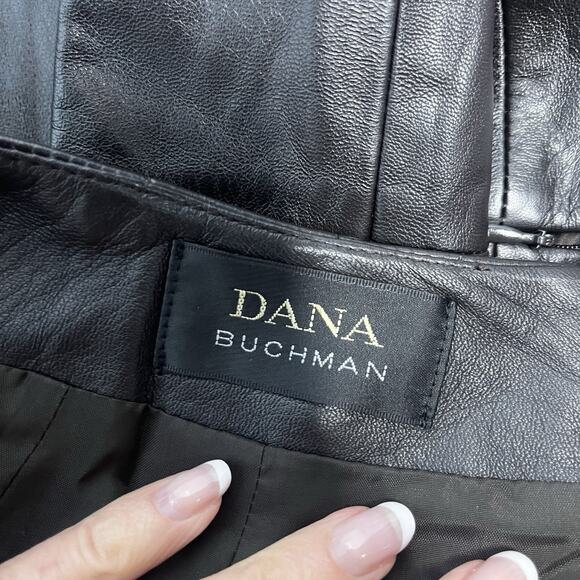 Dana Buchman Long Leather Skirt Women's 8 Black Brown Straight Career Formal - Picture 9 of 10